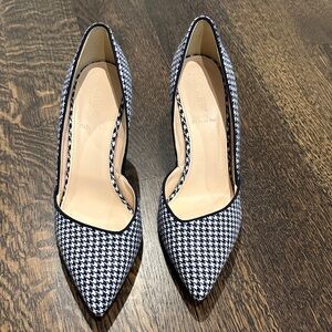 J. Crew Navy and White Houndstooth Heels